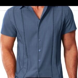 Men's Blue Short Sleeve Shirt
